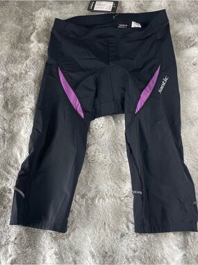 Santic Women's Black Athletic Cycling Shorts with Purple Accents-0183